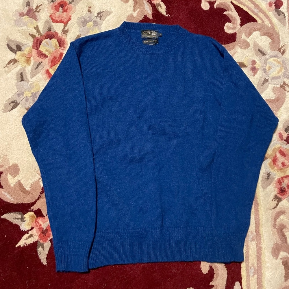 Pendleton Shetland Washable Wool Sweater Size S Blue